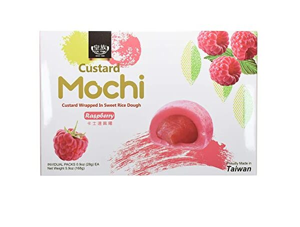 Mochi con crema pasticcera e lamponi